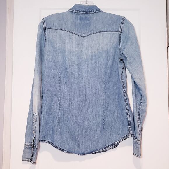 Levi's Western Denim Pearlized Snap Button Y2k Shirt - Picture 2 of 6